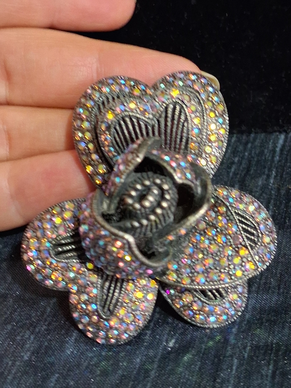orchid brooch Pin Statement Flower features pavé-set aurora borealis crystals